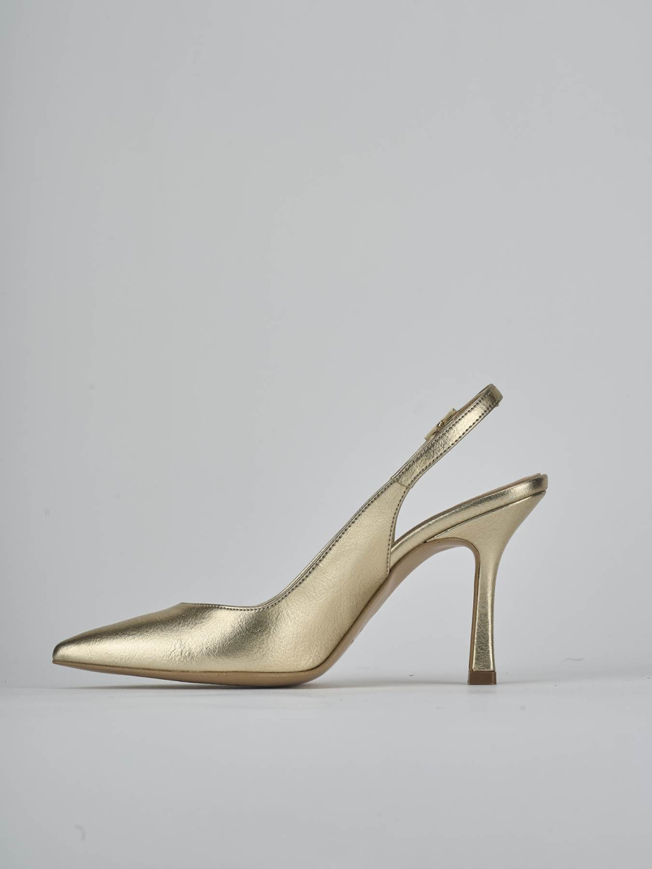 Décolleté e slingback tacco 9cm laminato oro