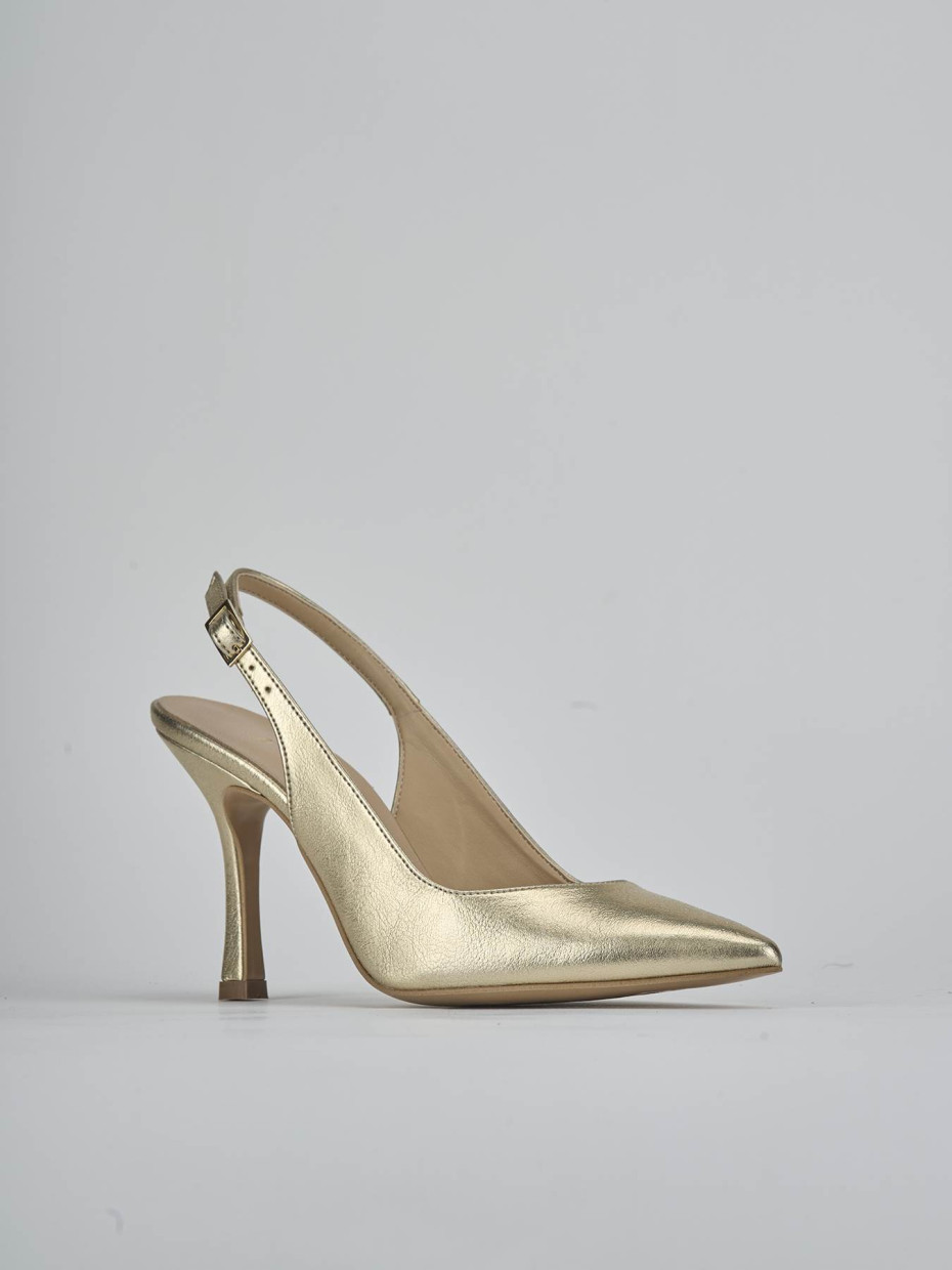 Décolleté e slingback tacco 9cm laminato oro