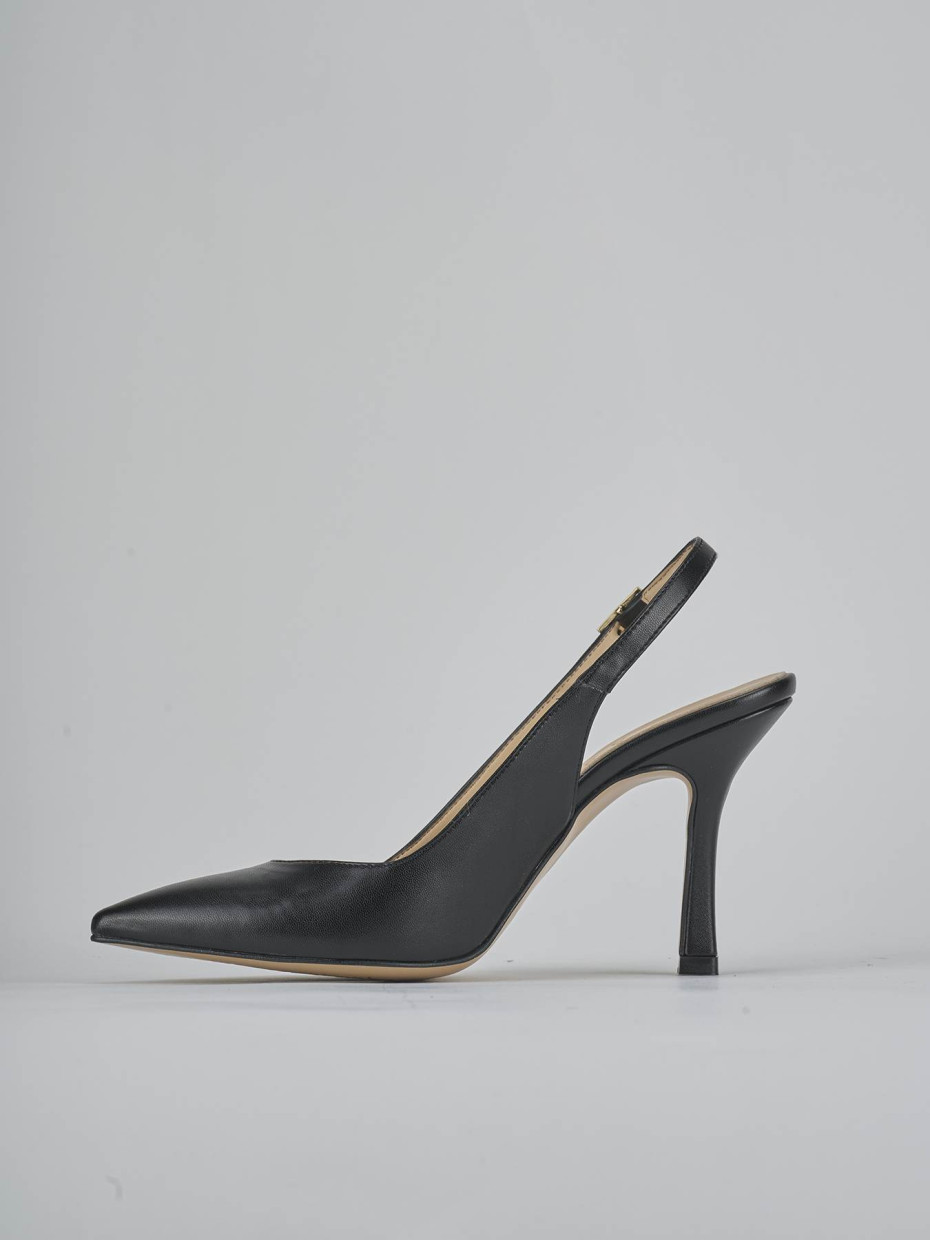 Décolleté e slingback tacco 9cm pelle nero