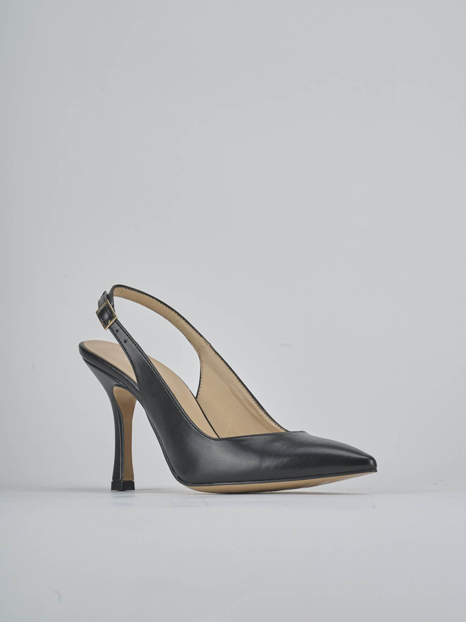 Décolleté e slingback tacco 9cm pelle nero