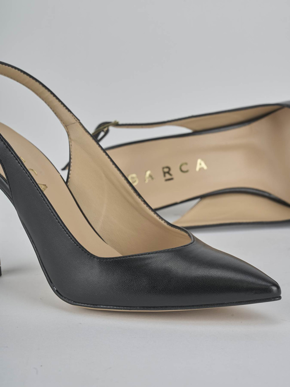 Décolleté e slingback tacco 9cm pelle nero