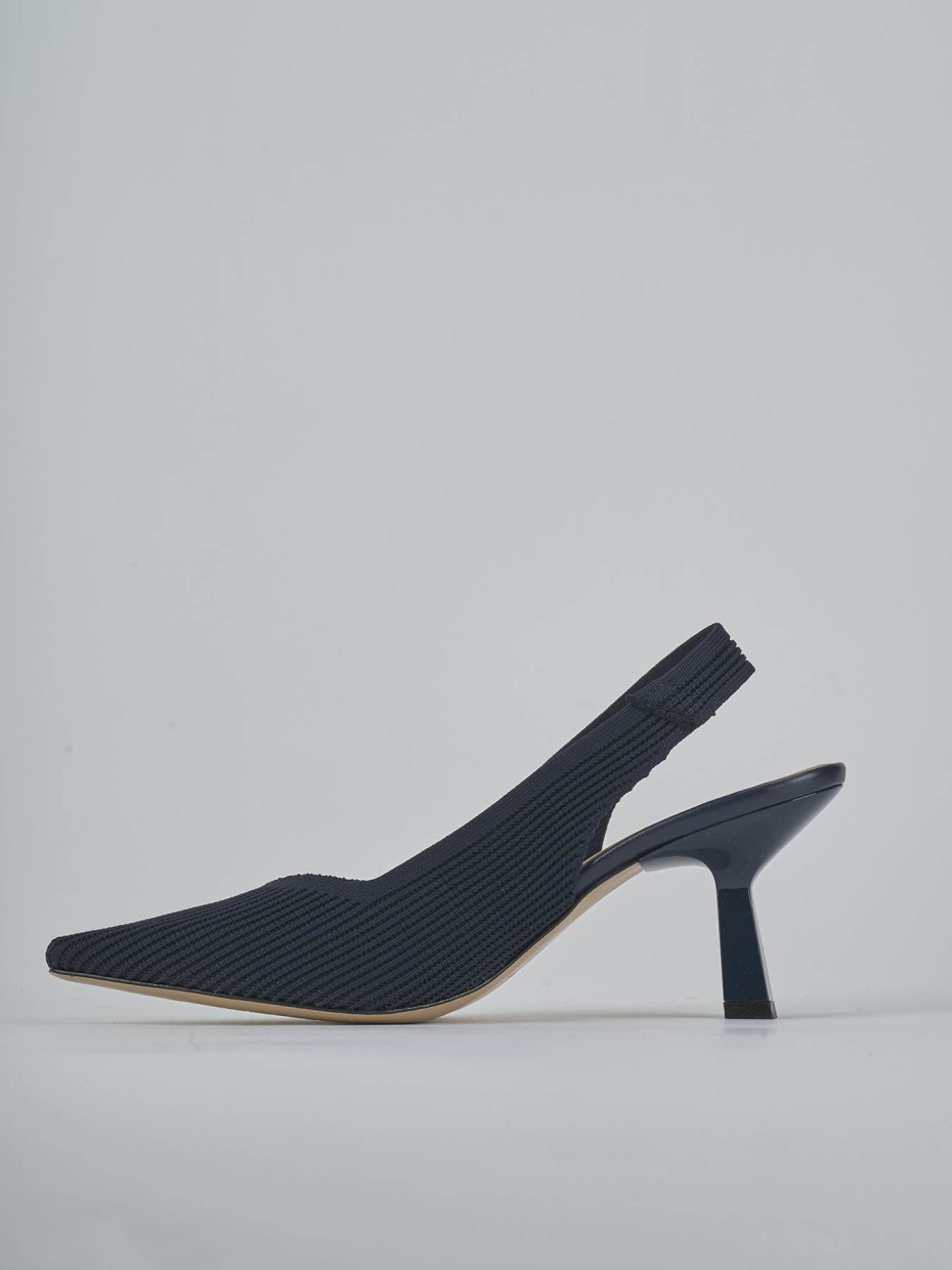 Décolleté e slingback tacco 7cm pelle blu