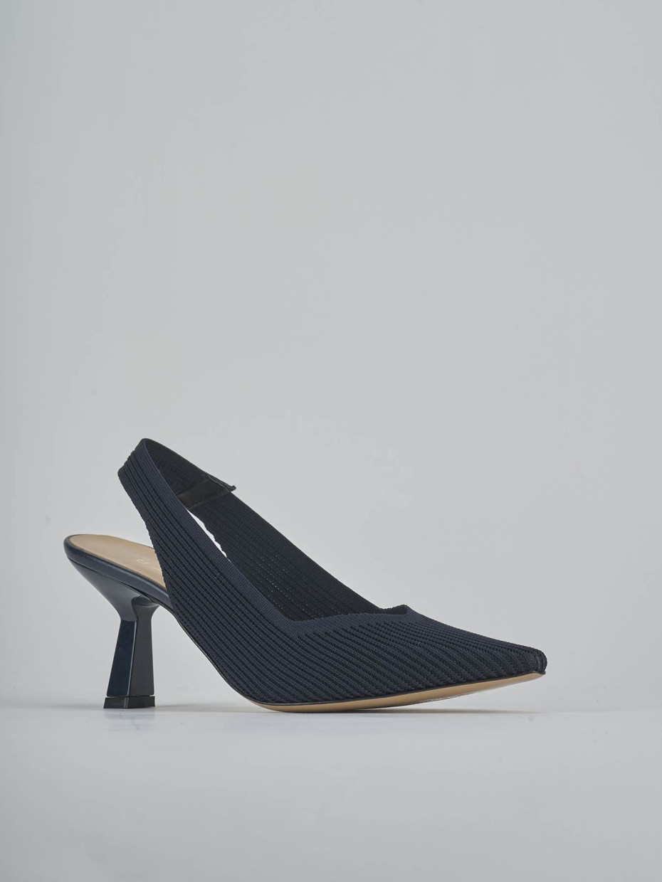 Décolleté e slingback tacco 7cm pelle blu
