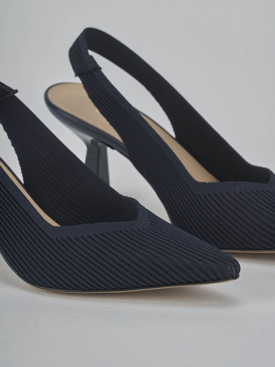 Décolleté e slingback tacco 7cm pelle blu