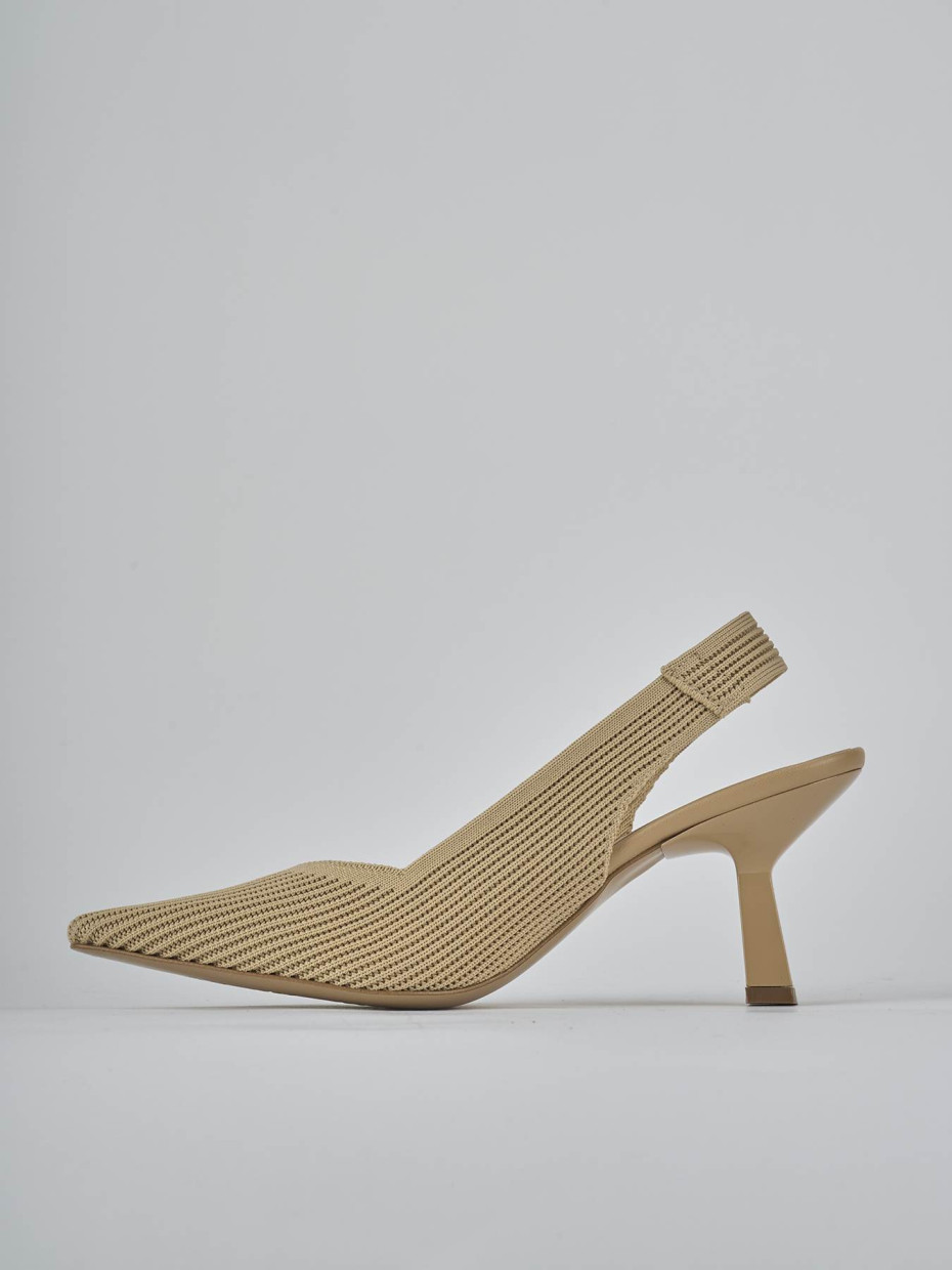 Décolleté e slingback tacco 7cm pelle marrone