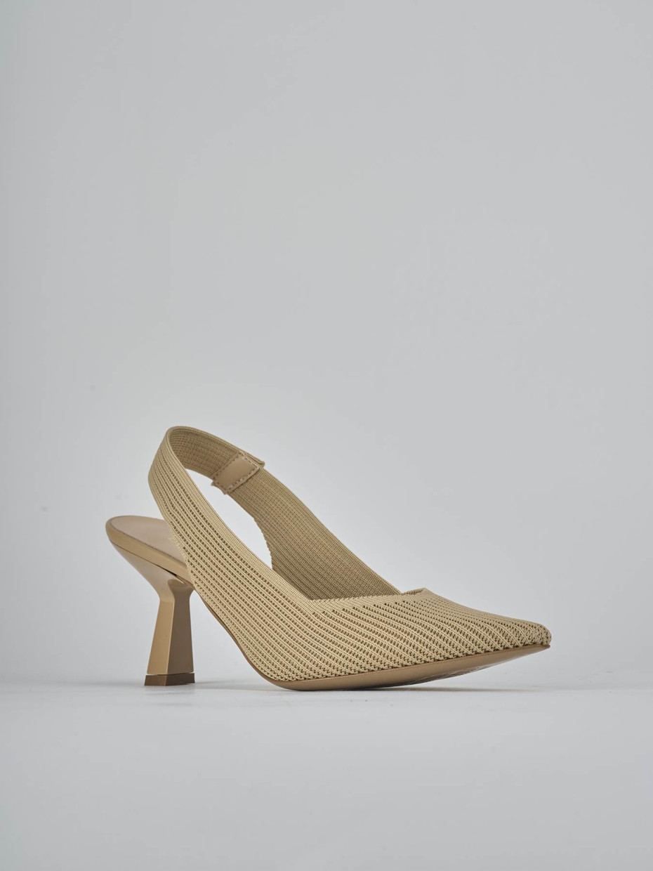 Décolleté e slingback tacco 7cm pelle marrone