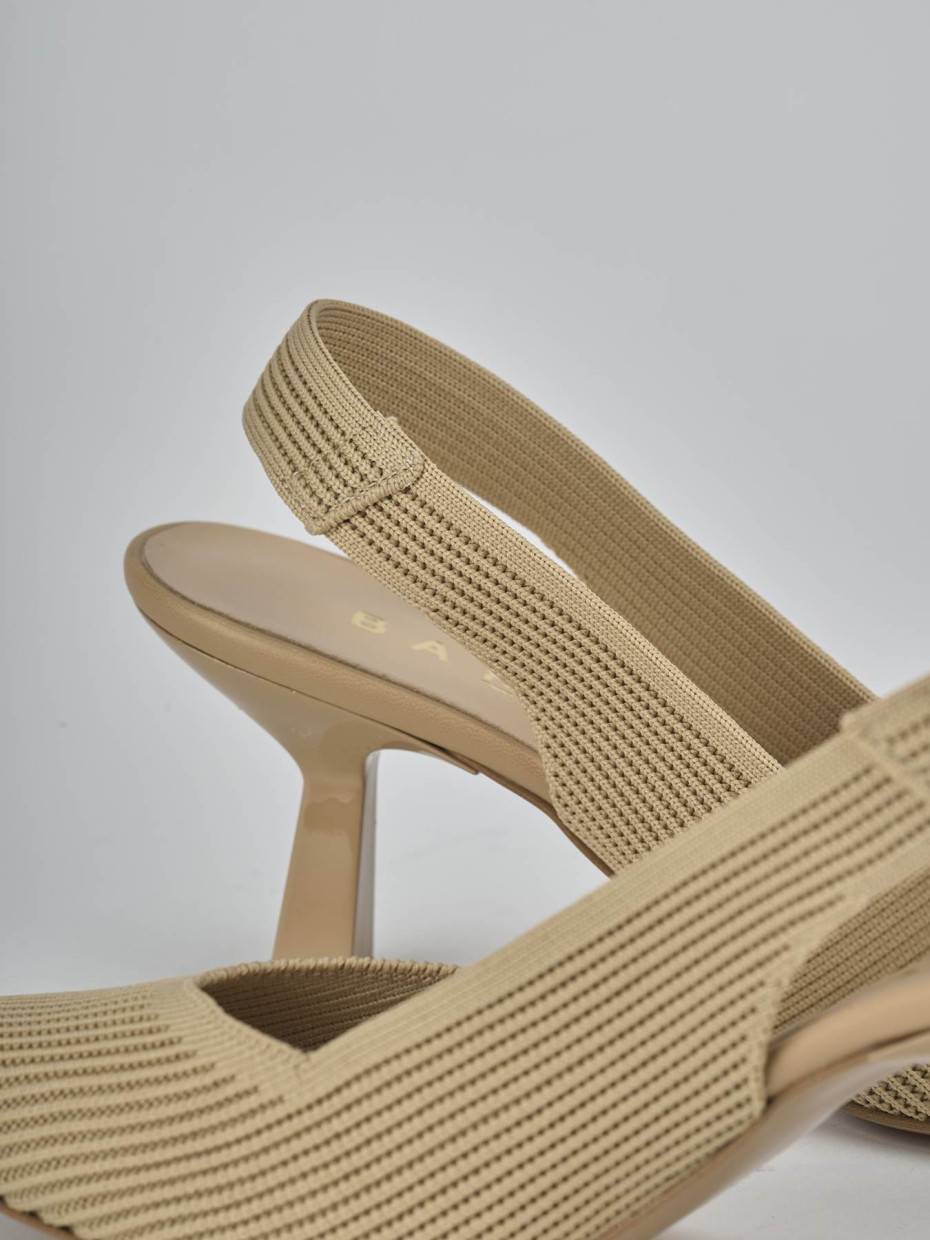 Décolleté e slingback tacco 7cm pelle marrone