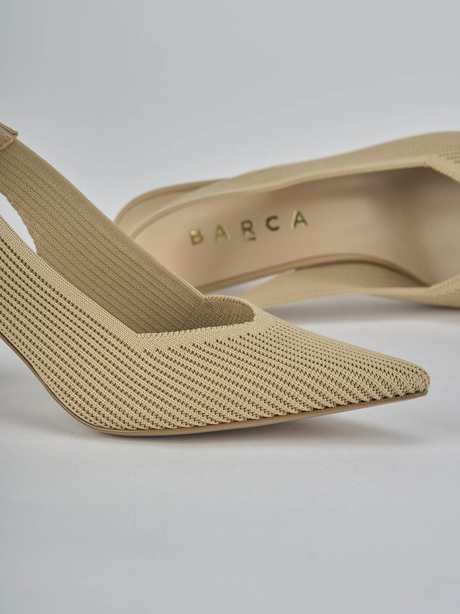 Décolleté e slingback tacco 7cm pelle marrone
