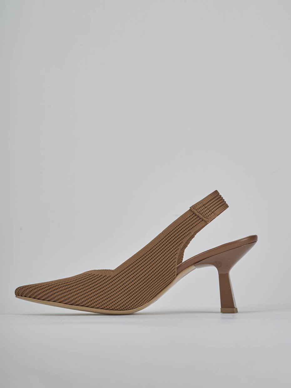 Décolleté e slingback tacco 7cm pelle marrone