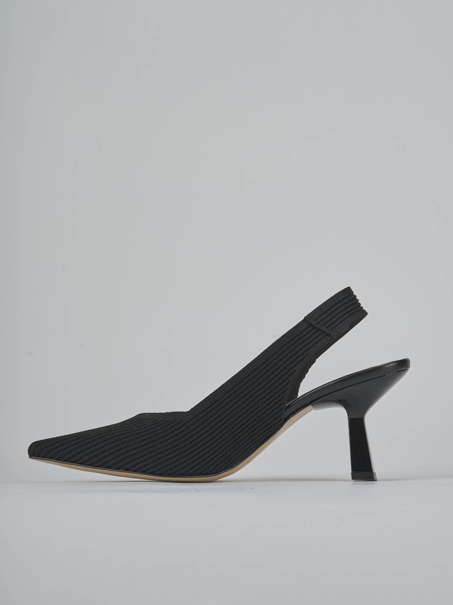 Décolleté e slingback tacco 7cm pelle nero
