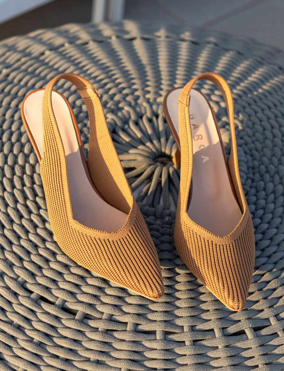 Décolleté e slingback tacco 7cm pelle marrone