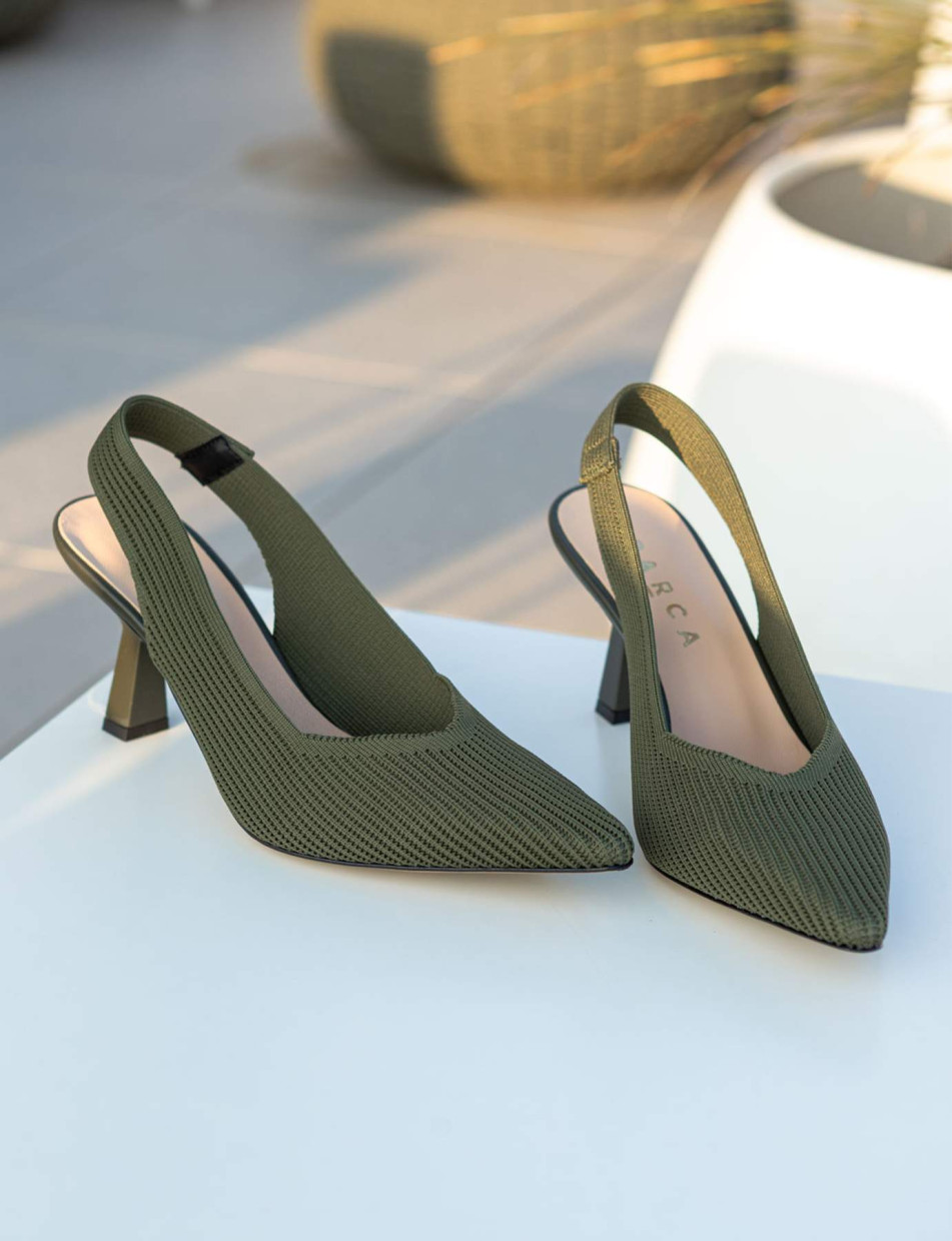 Décolleté e slingback tacco 7cm pelle verde