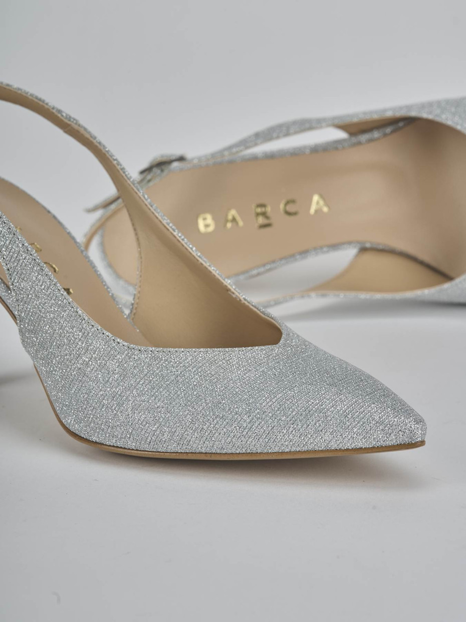 Décolleté e slingback tacco 7cm pelle argento