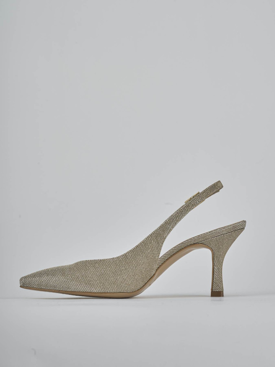 Décolleté e slingback tacco 7cm pelle oro