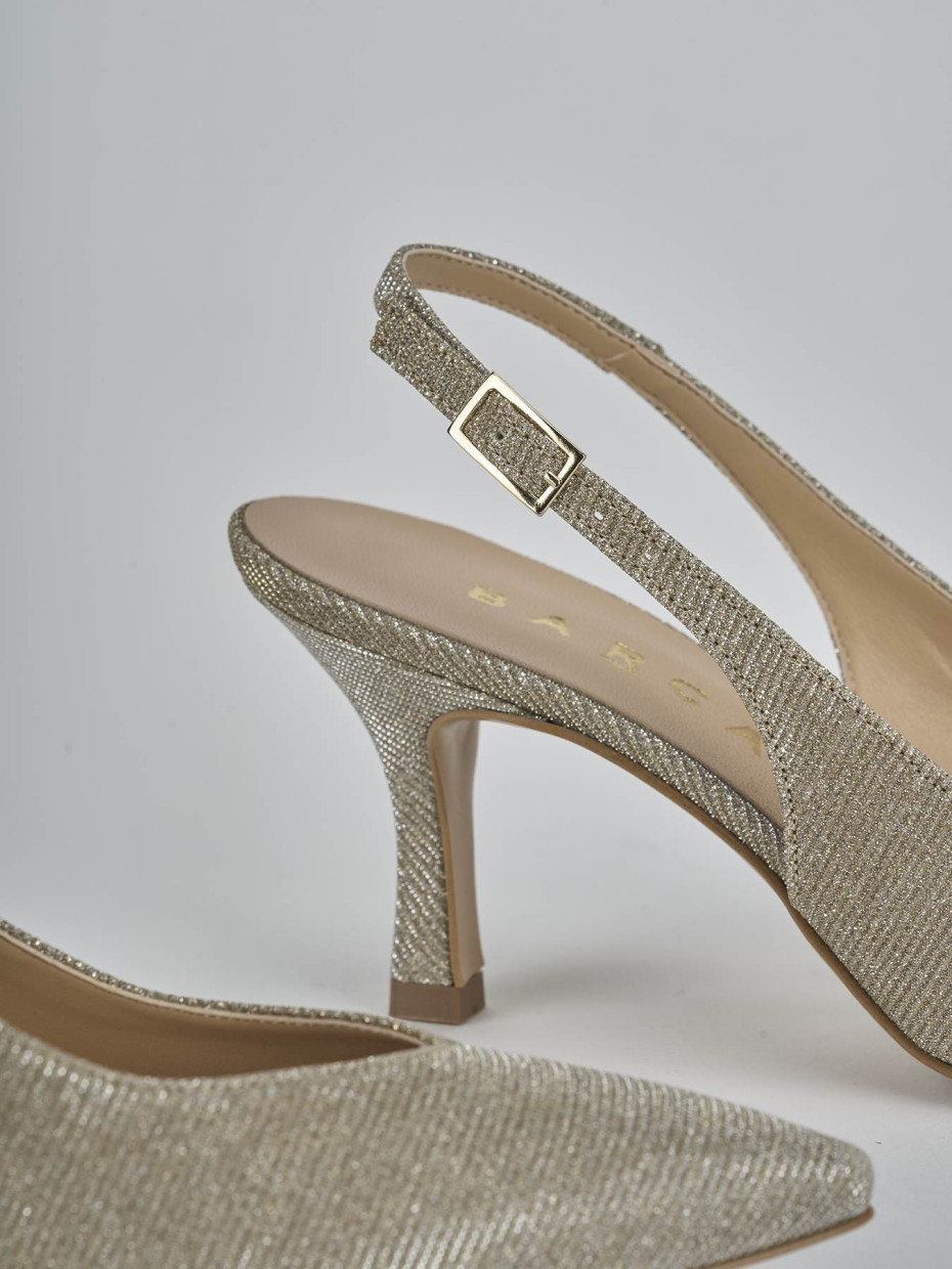 Décolleté e slingback tacco 7cm pelle oro