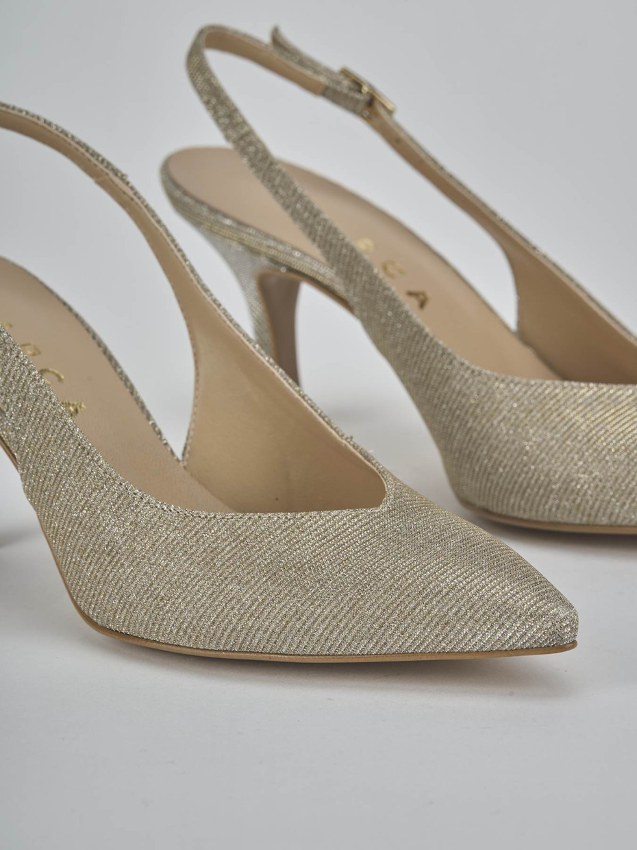 Décolleté e slingback tacco 7cm pelle oro
