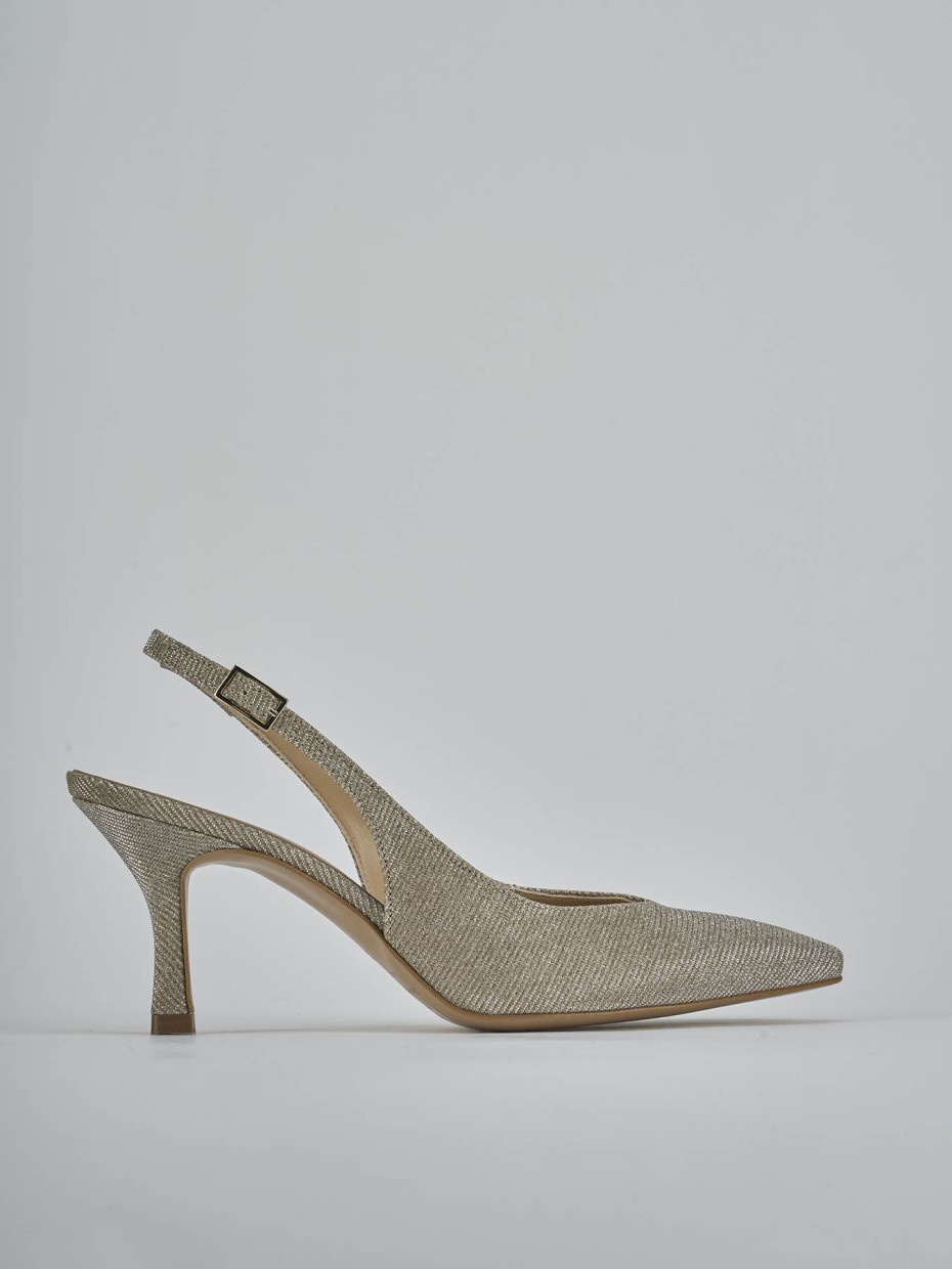 Décolleté e slingback tacco 7cm pelle oro