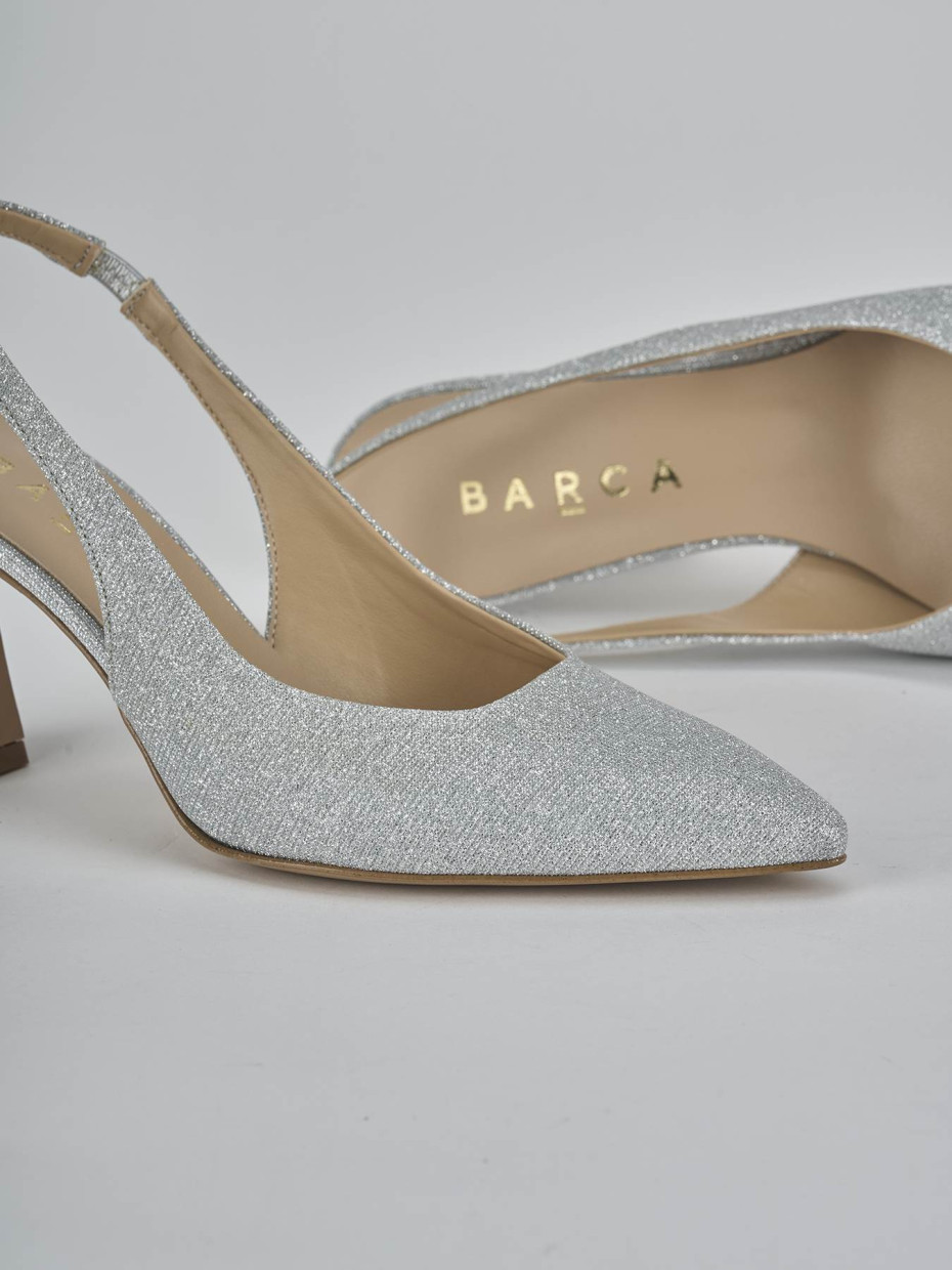 Décolleté e slingback tacco 7cm pelle argento