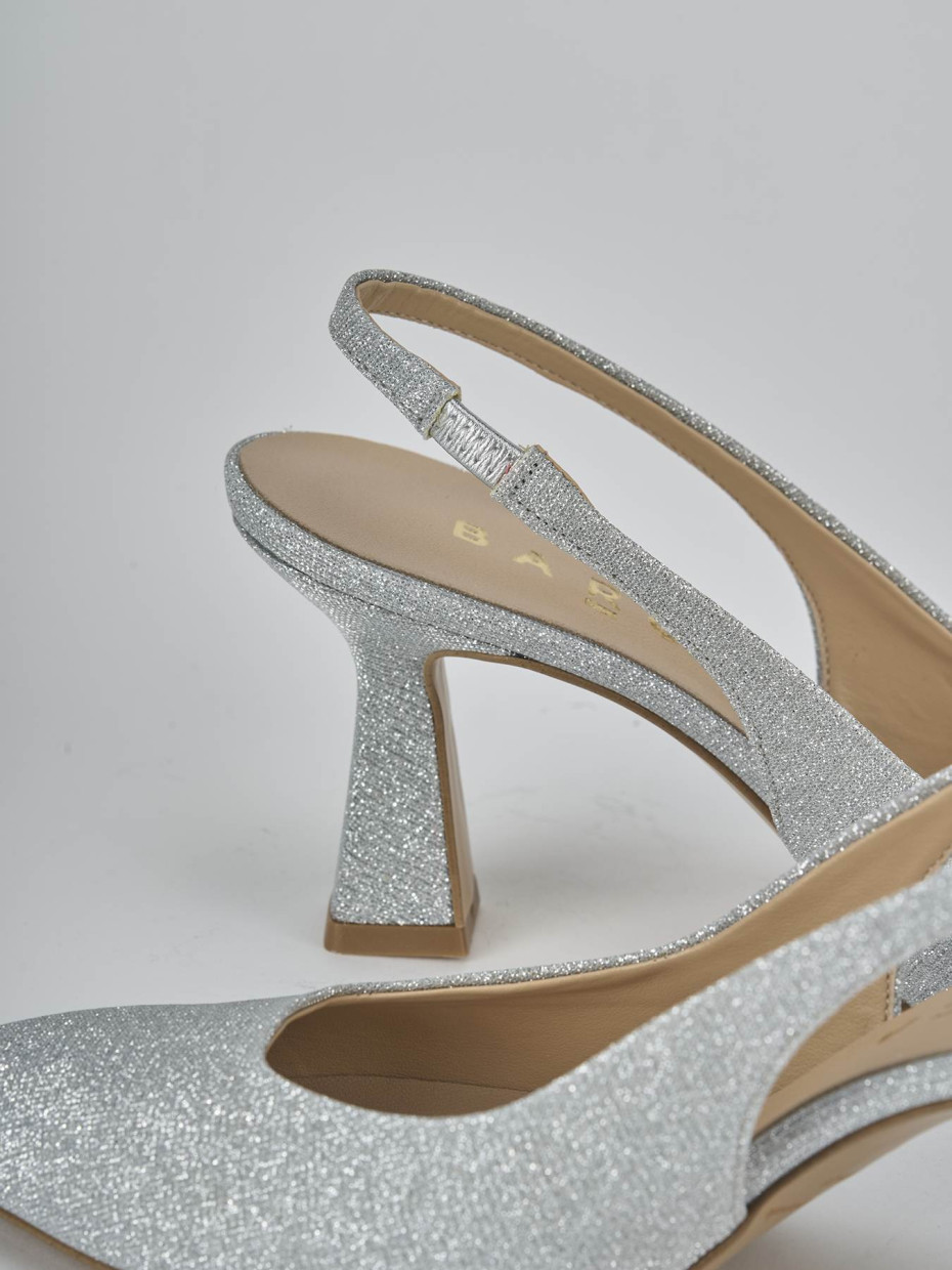Décolleté e slingback tacco 7cm pelle argento