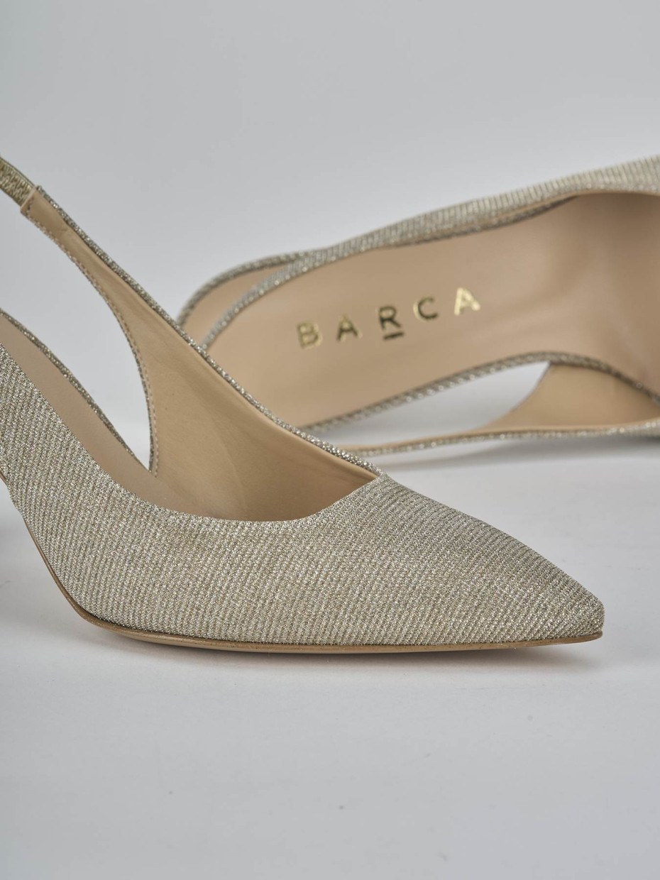 Décolleté e slingback tacco 7cm pelle oro