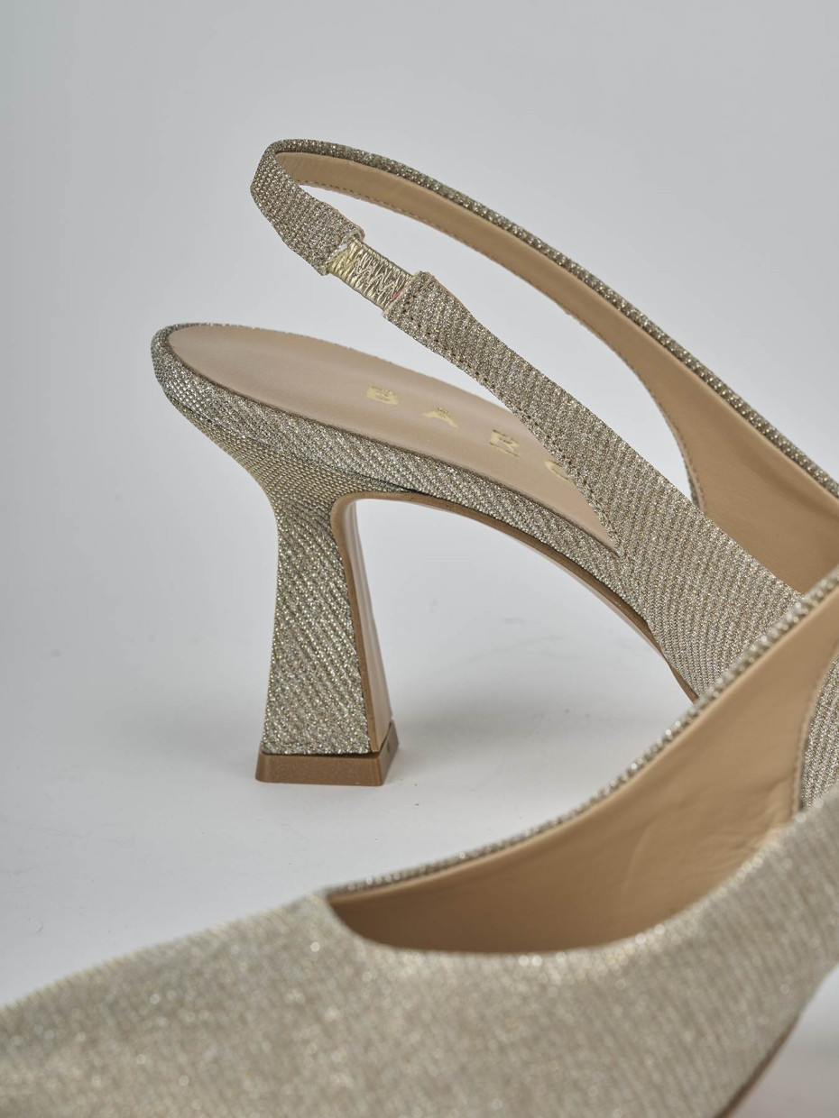 Décolleté e slingback tacco 7cm pelle oro