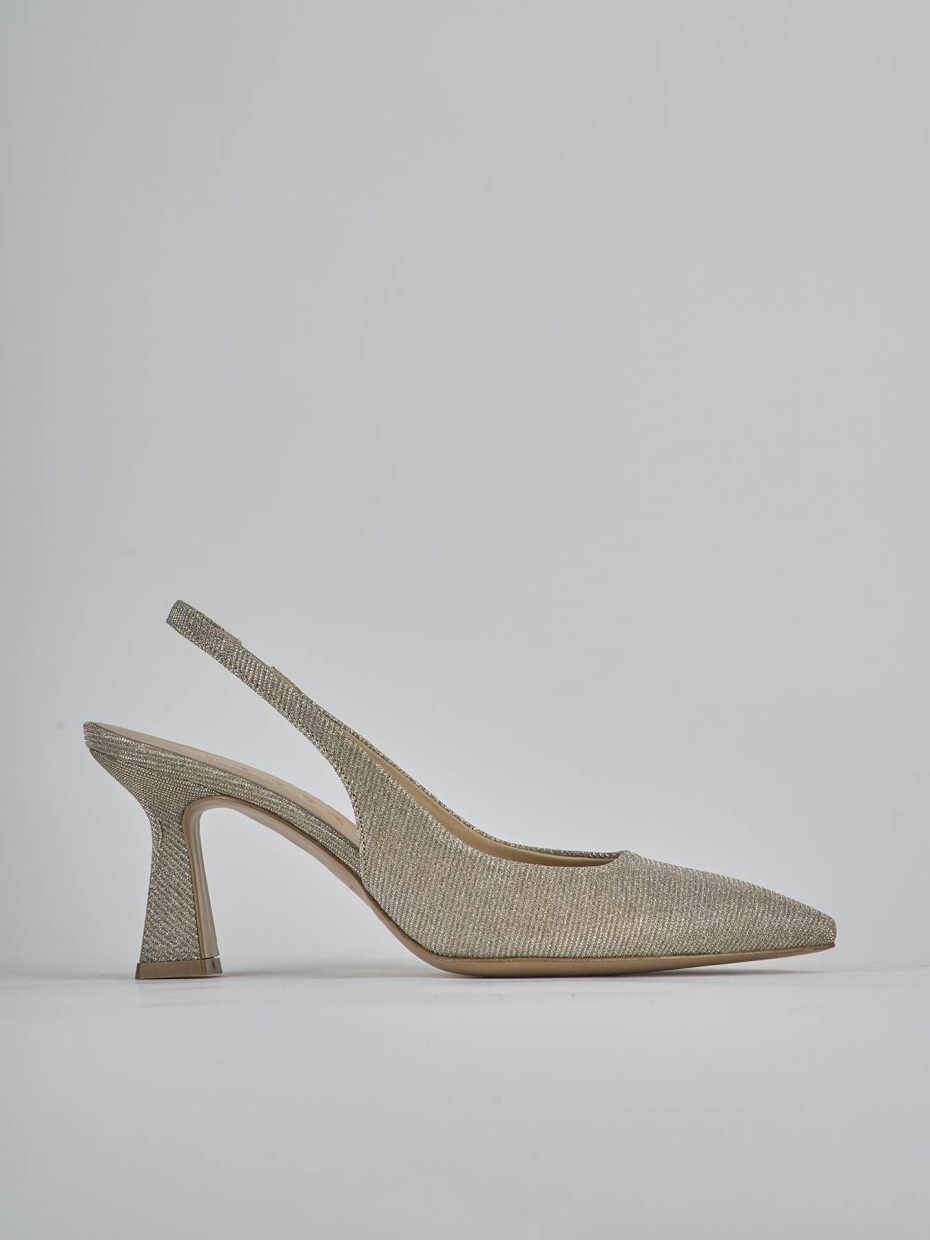 Décolleté e slingback tacco 7cm pelle oro