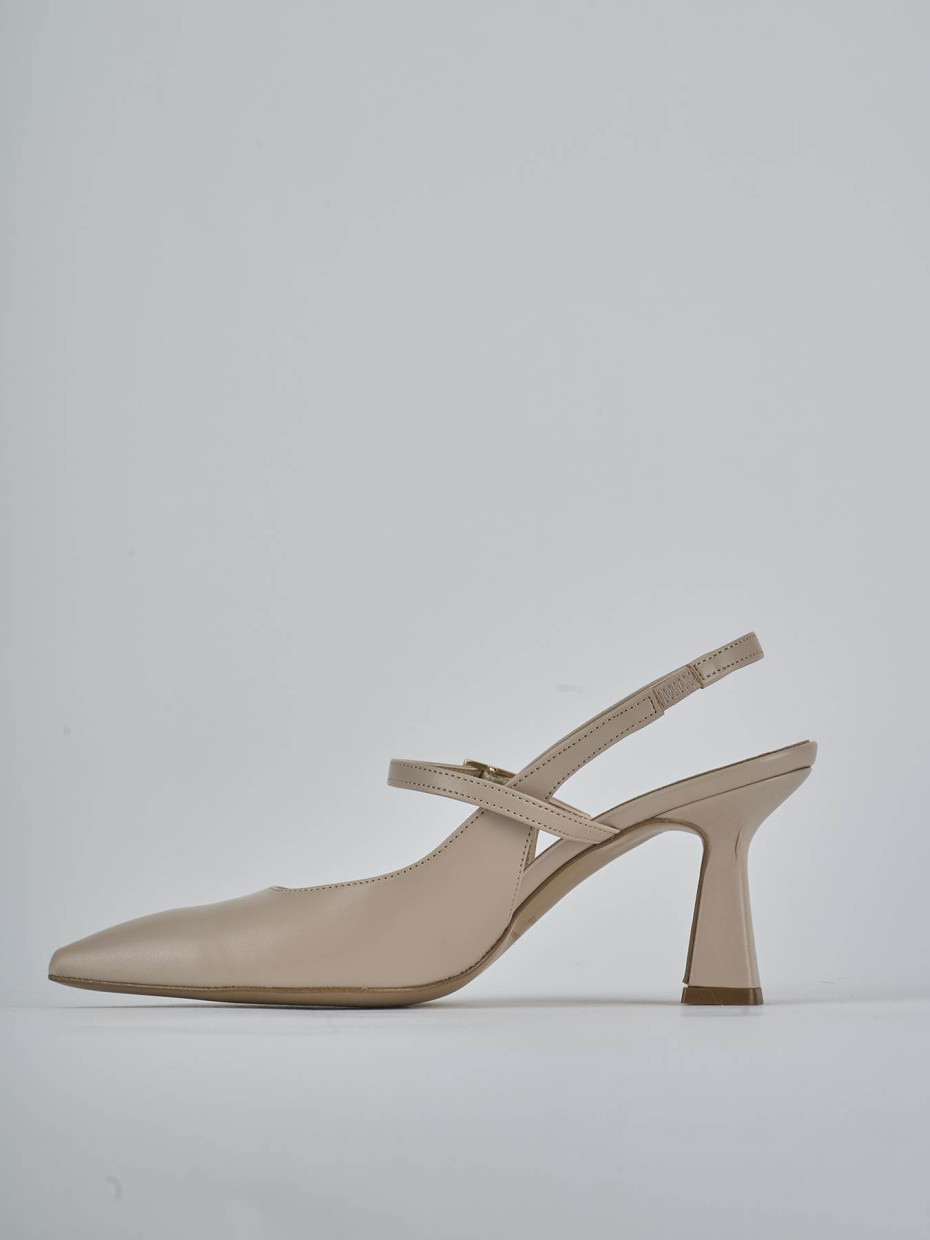 Décolleté e slingback tacco 7cm pelle beige