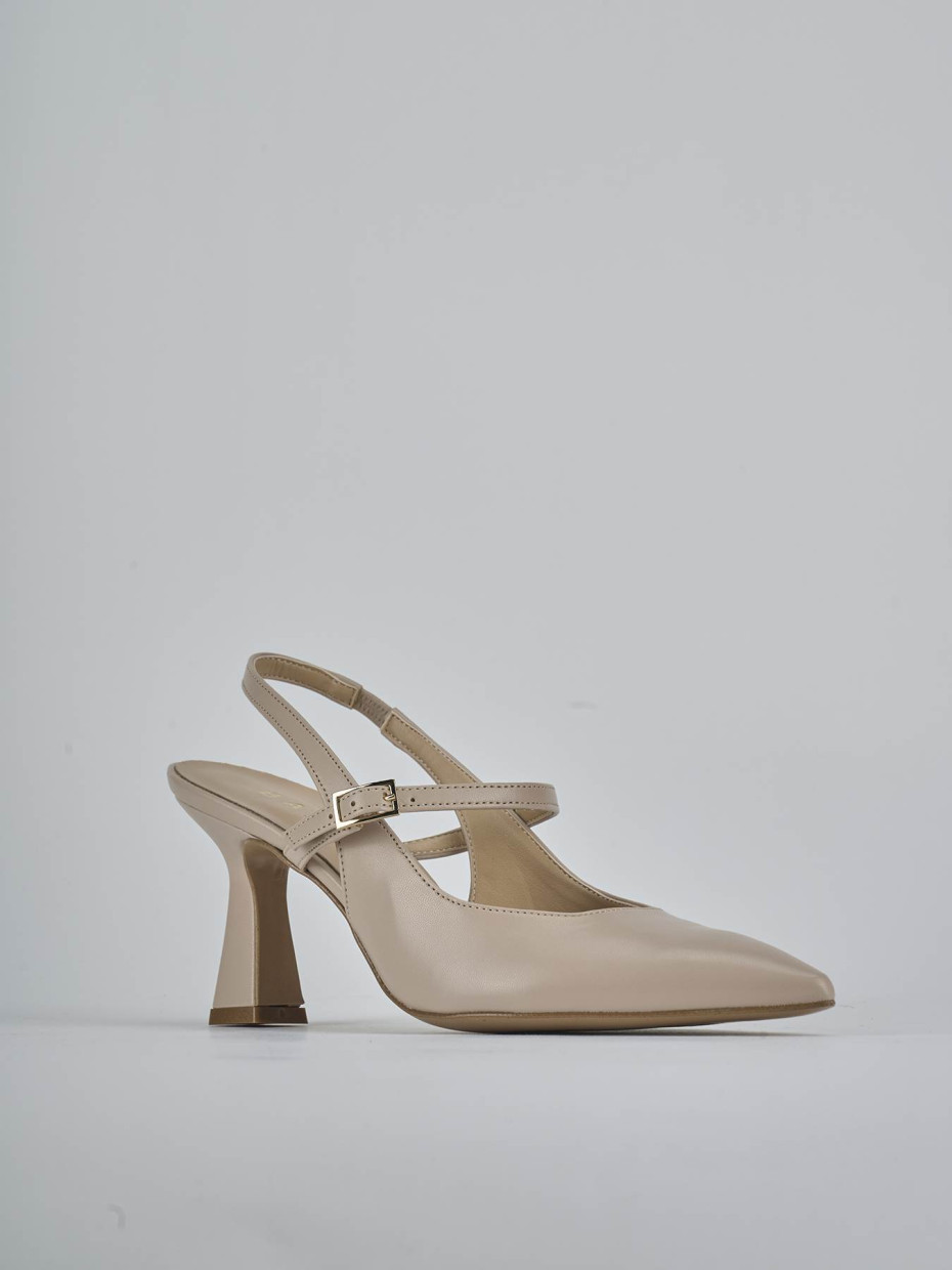 Décolleté e slingback tacco 7cm pelle beige