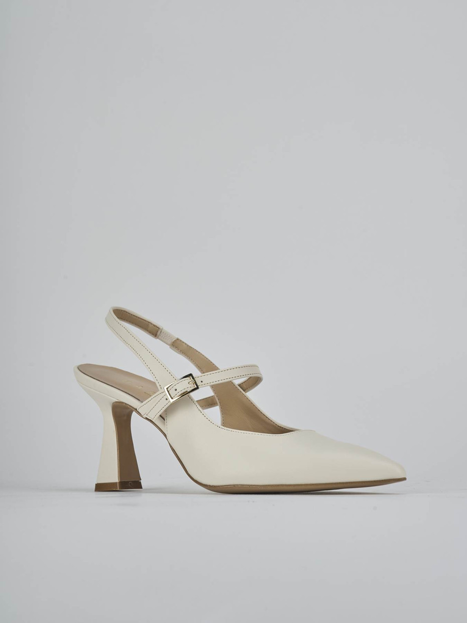 Décolleté e slingback tacco 7cm pelle bianco