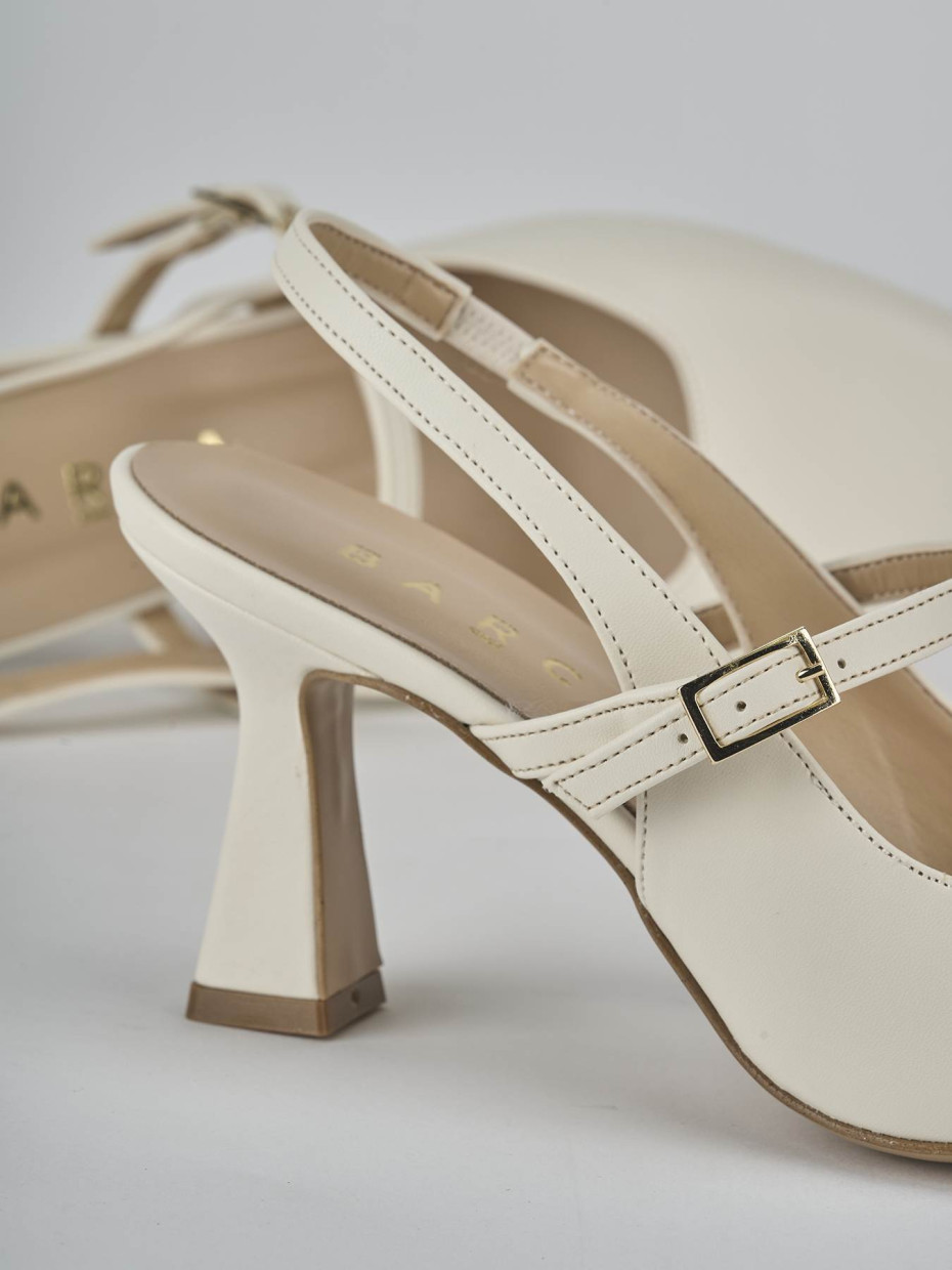 Décolleté e slingback tacco 7cm pelle bianco
