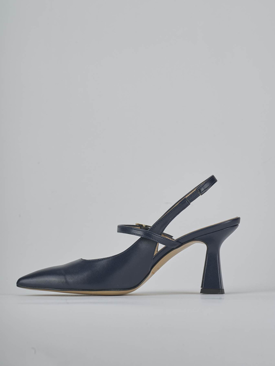 Décolleté e slingback tacco 7cm pelle blu