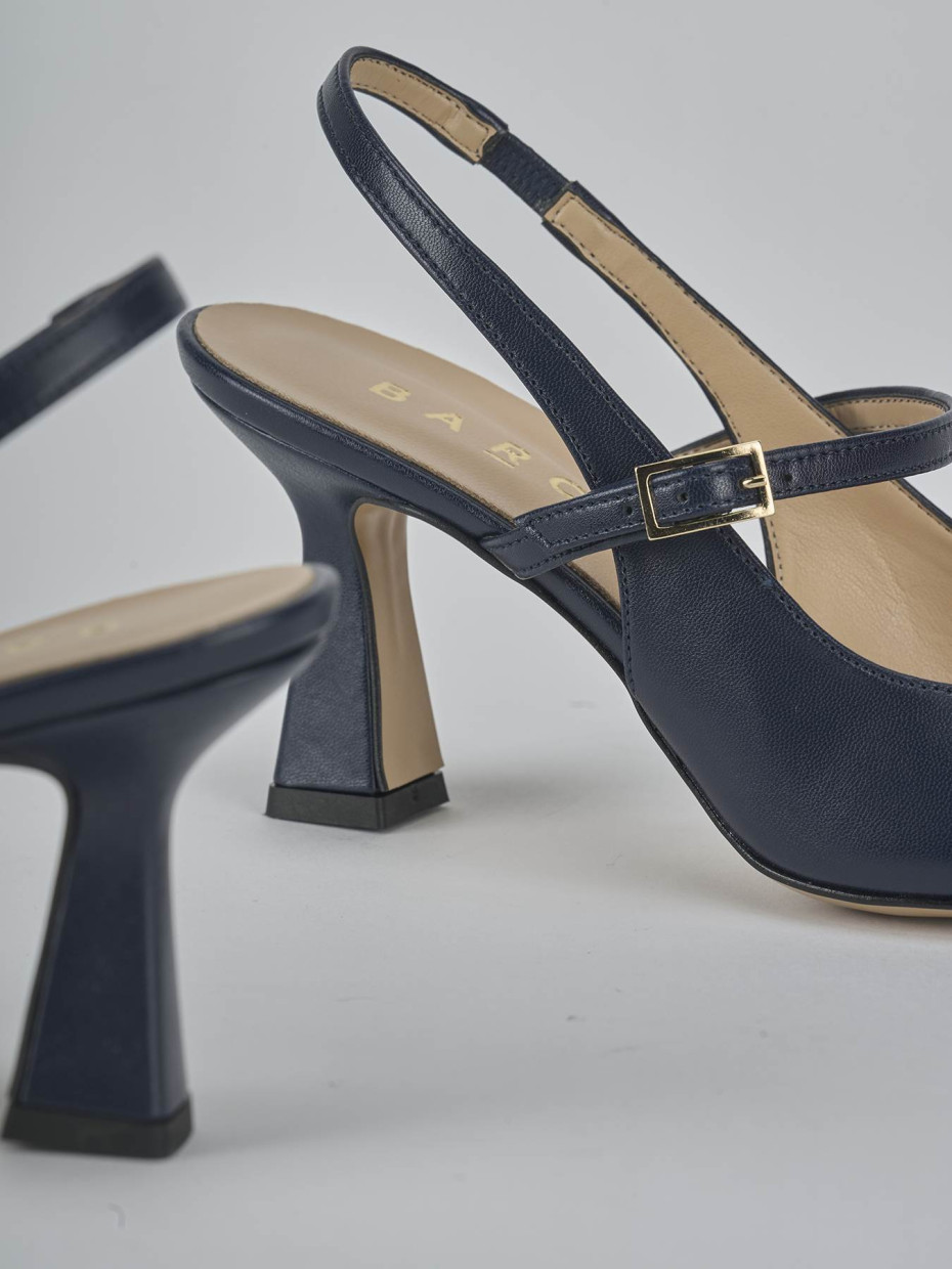 Décolleté e slingback tacco 7cm pelle blu