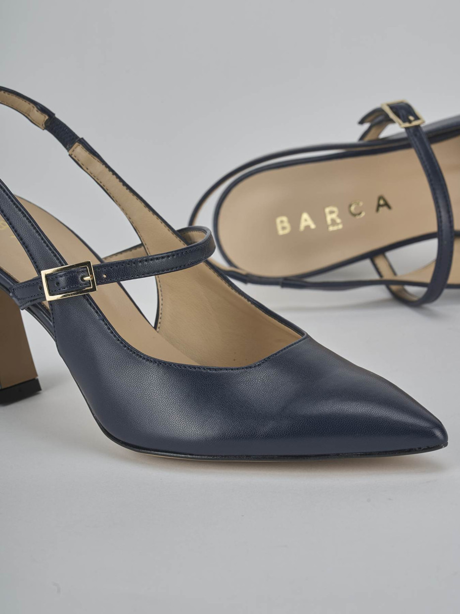Décolleté e slingback tacco 7cm pelle blu