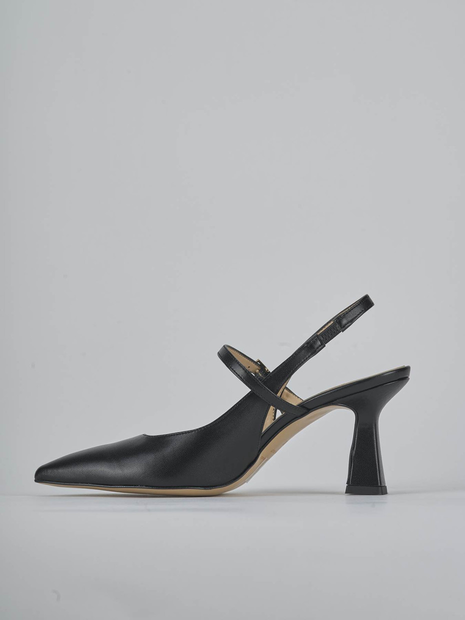 Décolleté e slingback tacco 7cm pelle nero