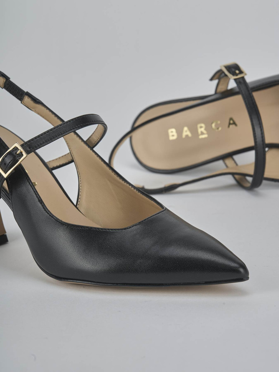 Décolleté e slingback tacco 7cm pelle nero