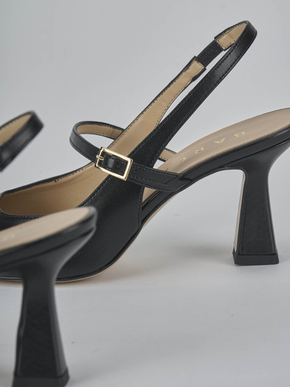Décolleté e slingback tacco 7cm pelle nero