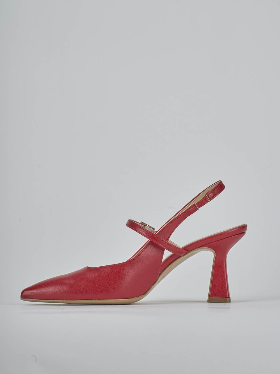 Décolleté e slingback tacco 7cm pelle rosso
