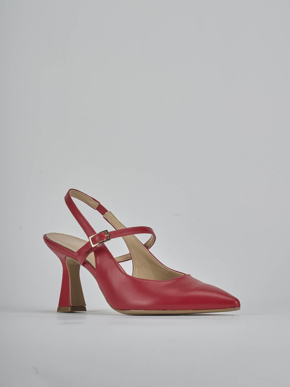 Décolleté e slingback tacco 7cm pelle rosso