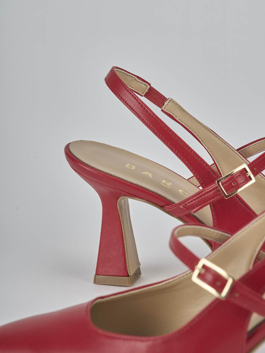Décolleté e slingback tacco 7cm pelle rosso