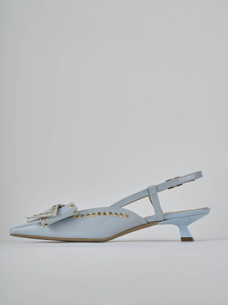 Décolleté e slingback tacco 4cm vernice azzurro