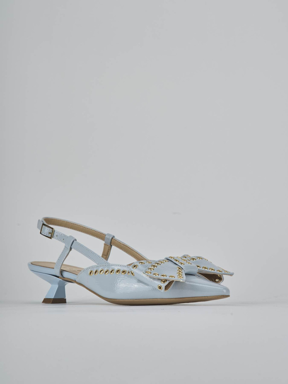 Décolleté e slingback tacco 4cm vernice azzurro
