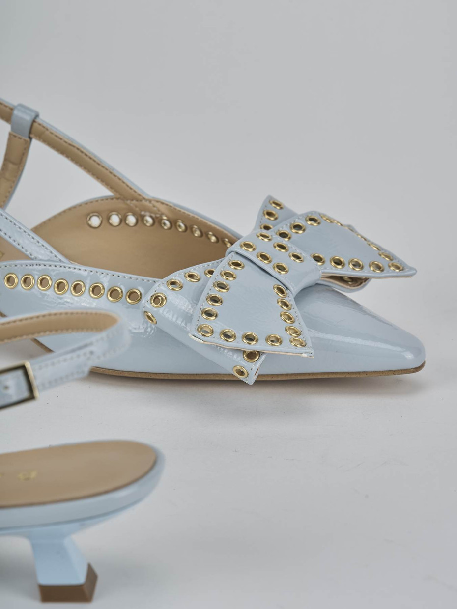 Décolleté e slingback tacco 4cm vernice azzurro