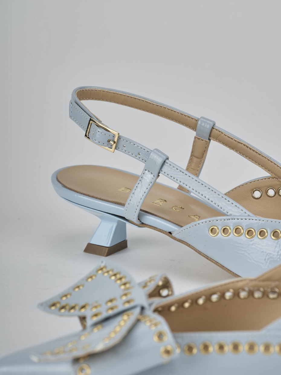 Décolleté e slingback tacco 4cm vernice azzurro