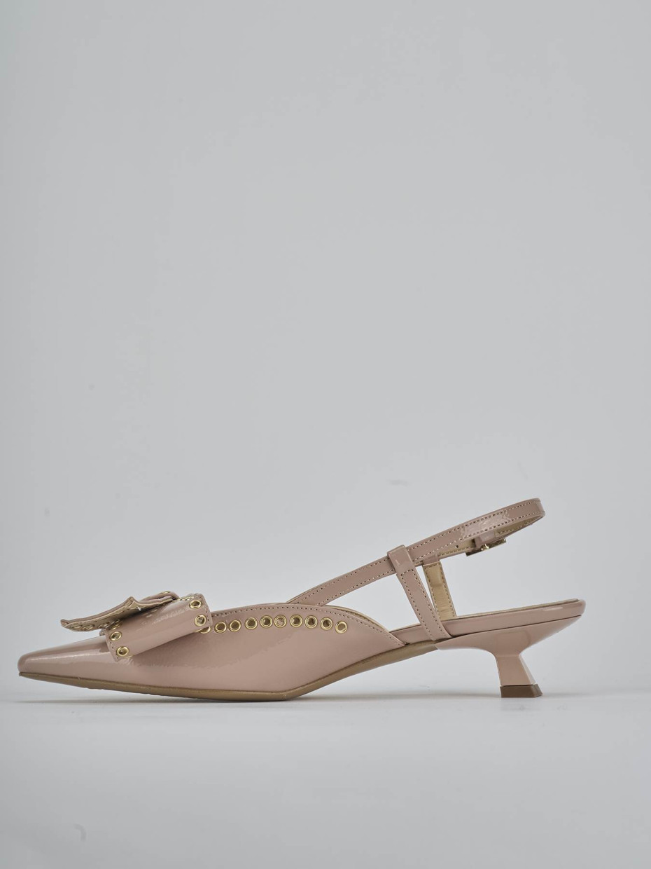Décolleté e slingback tacco 4cm vernice beige