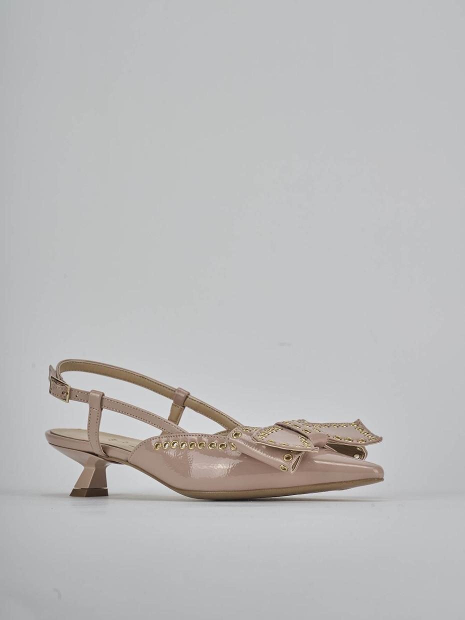 Décolleté e slingback tacco 4cm vernice beige