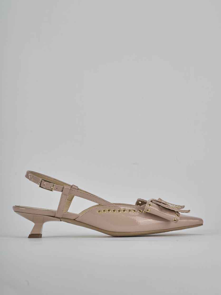 Décolleté e slingback tacco 4cm vernice beige