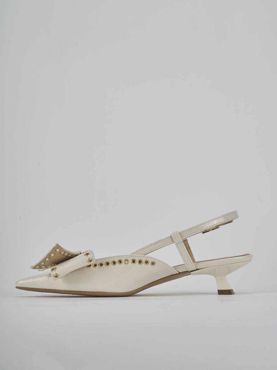 Décolleté e slingback tacco 4cm vernice bianco