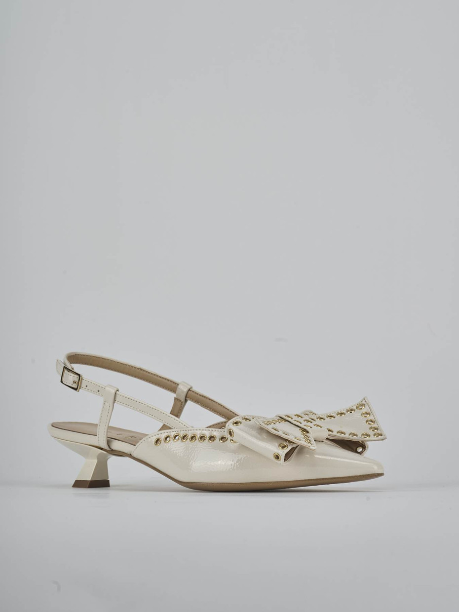 Décolleté e slingback tacco 4cm vernice bianco