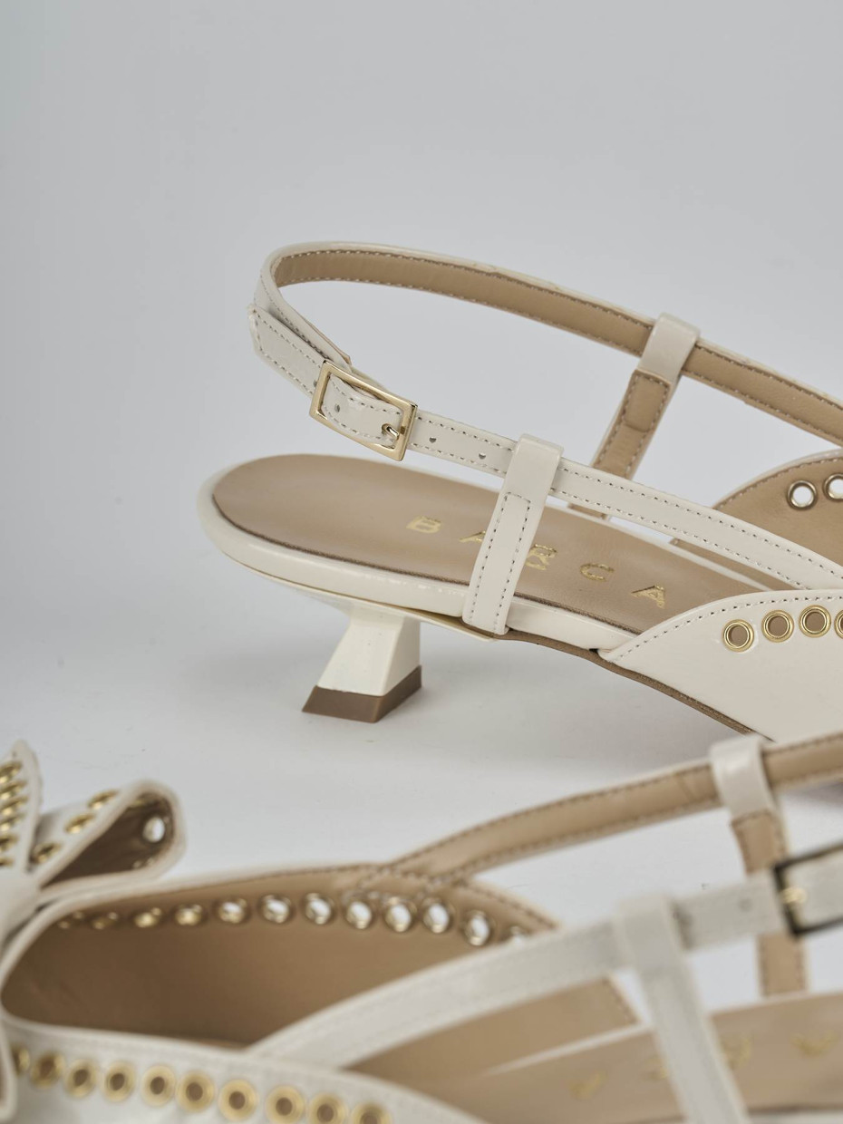 Décolleté e slingback tacco 4cm vernice bianco