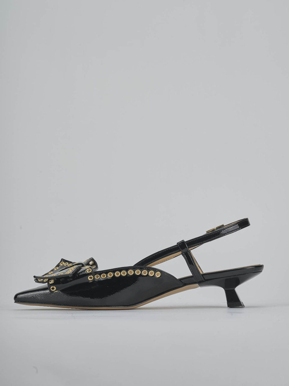 Décolleté e slingback tacco 4cm vernice nero